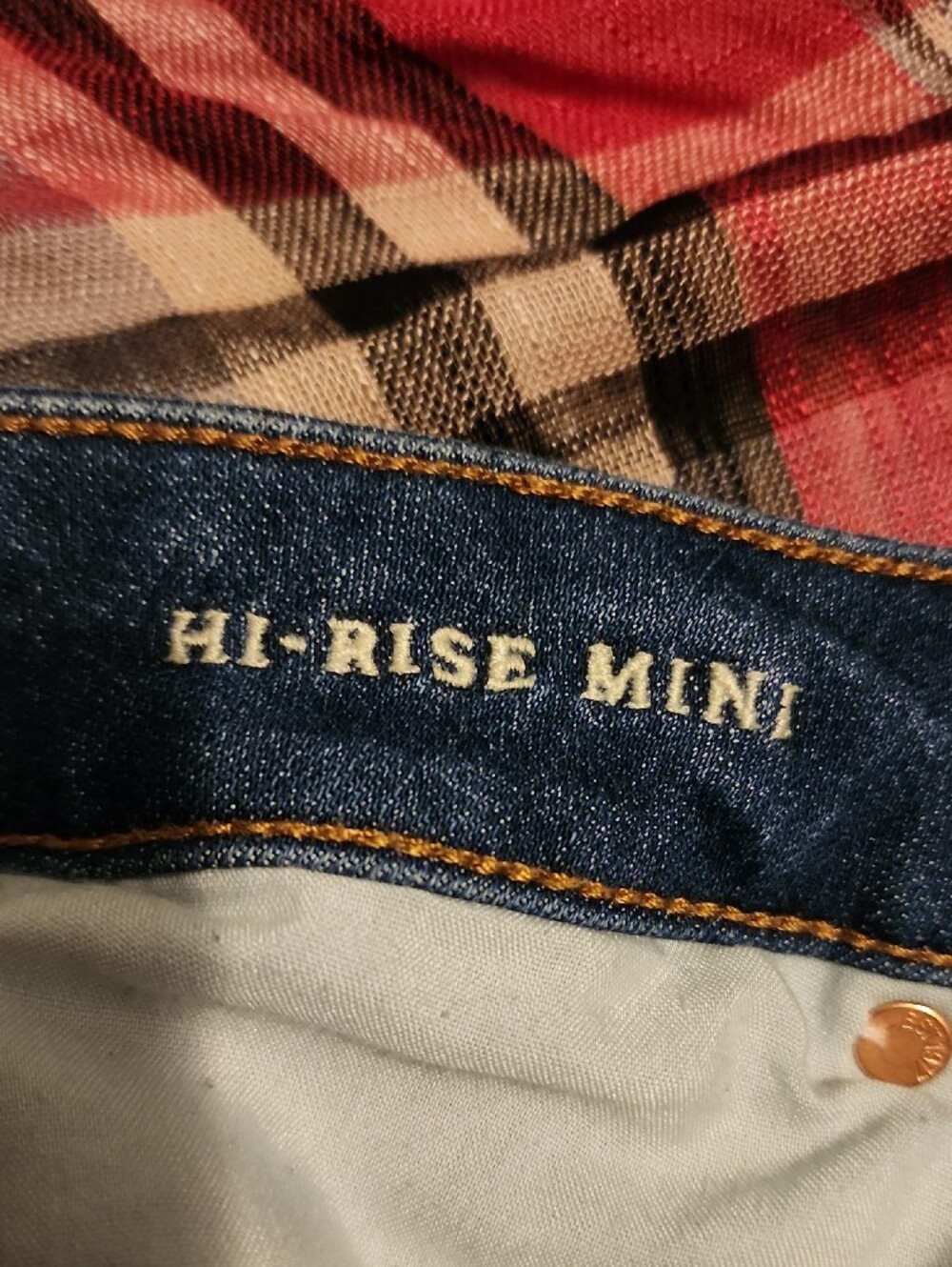 American Eagle Outfitters Dark Blue Distressed Denim Mini Skirt - Picture 6 of 7